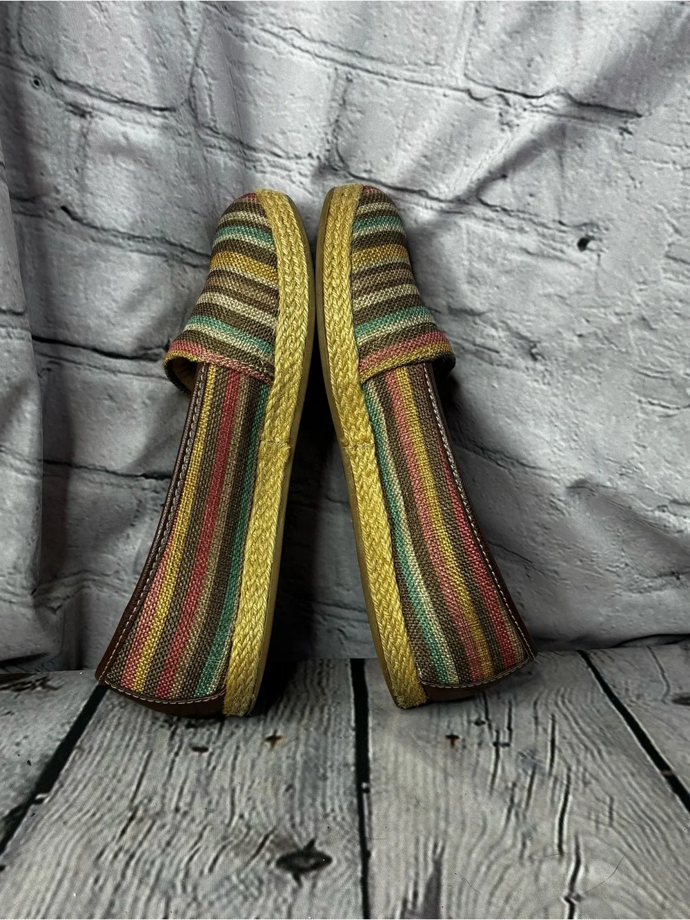 Women’s Striped Multicolor Nautical Espadrille Boho‎ Flats Slip-On Shoes Sz 6.5
